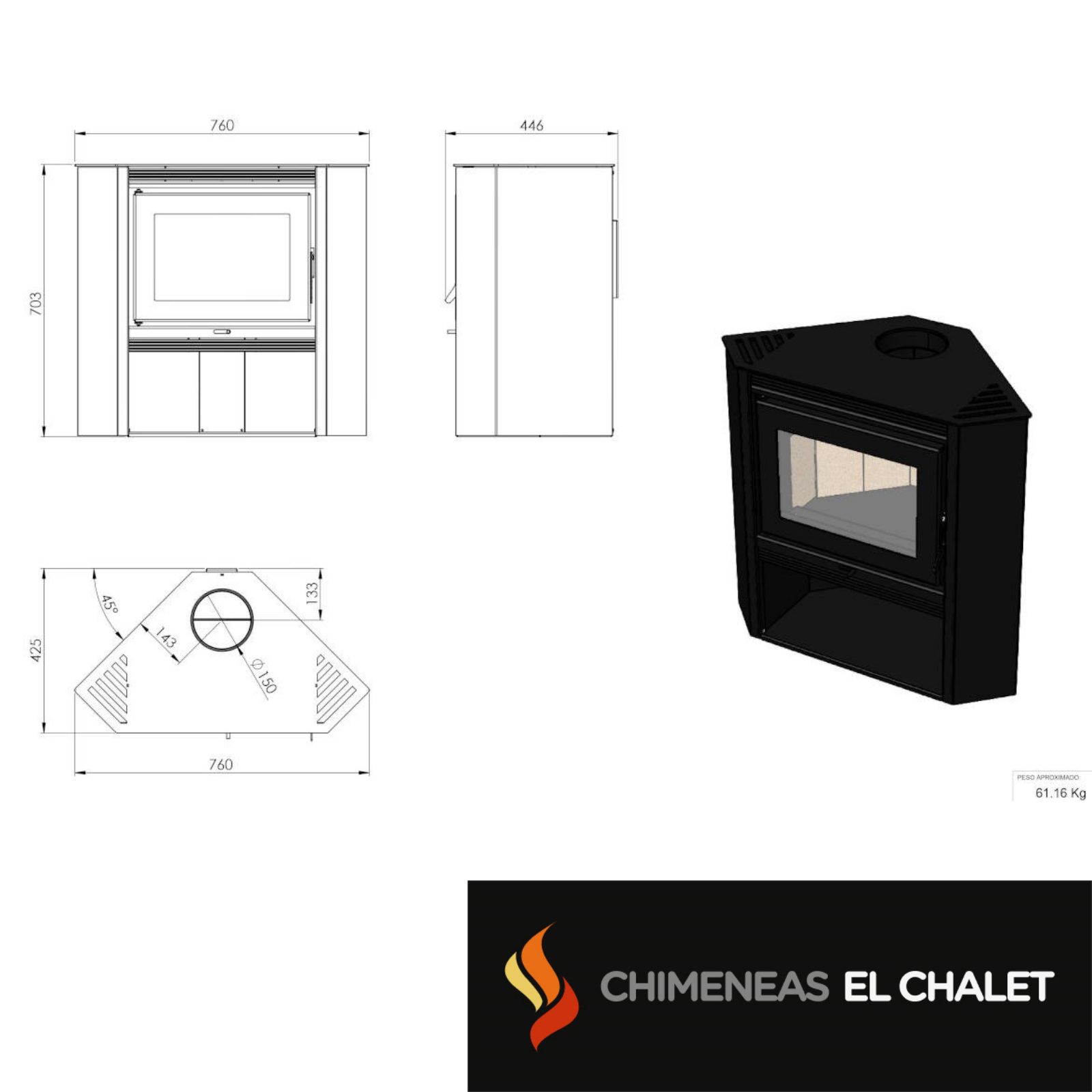 lignum esquinera & kit de instalación