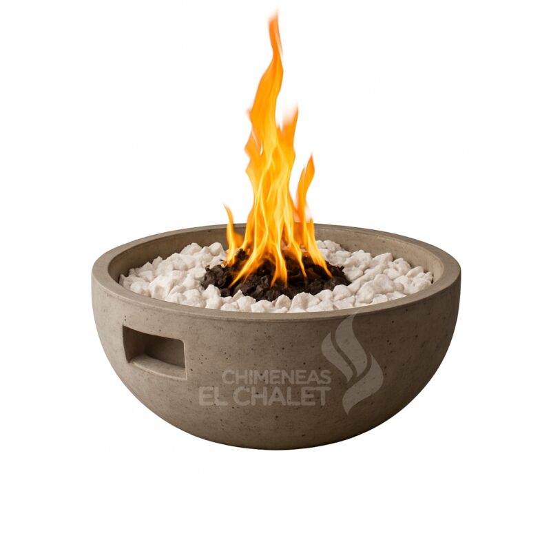 fogata centro fuego concreto gris exterior chimeneas el chalet