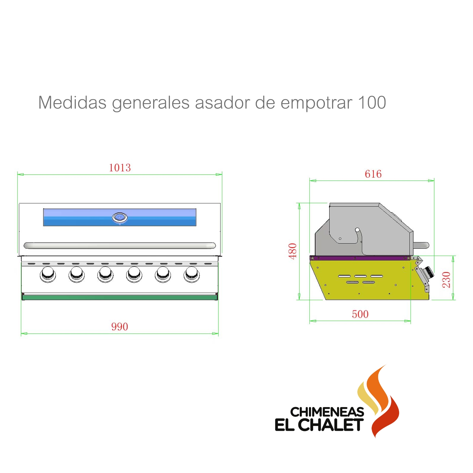 asador bbq de empotrar 100