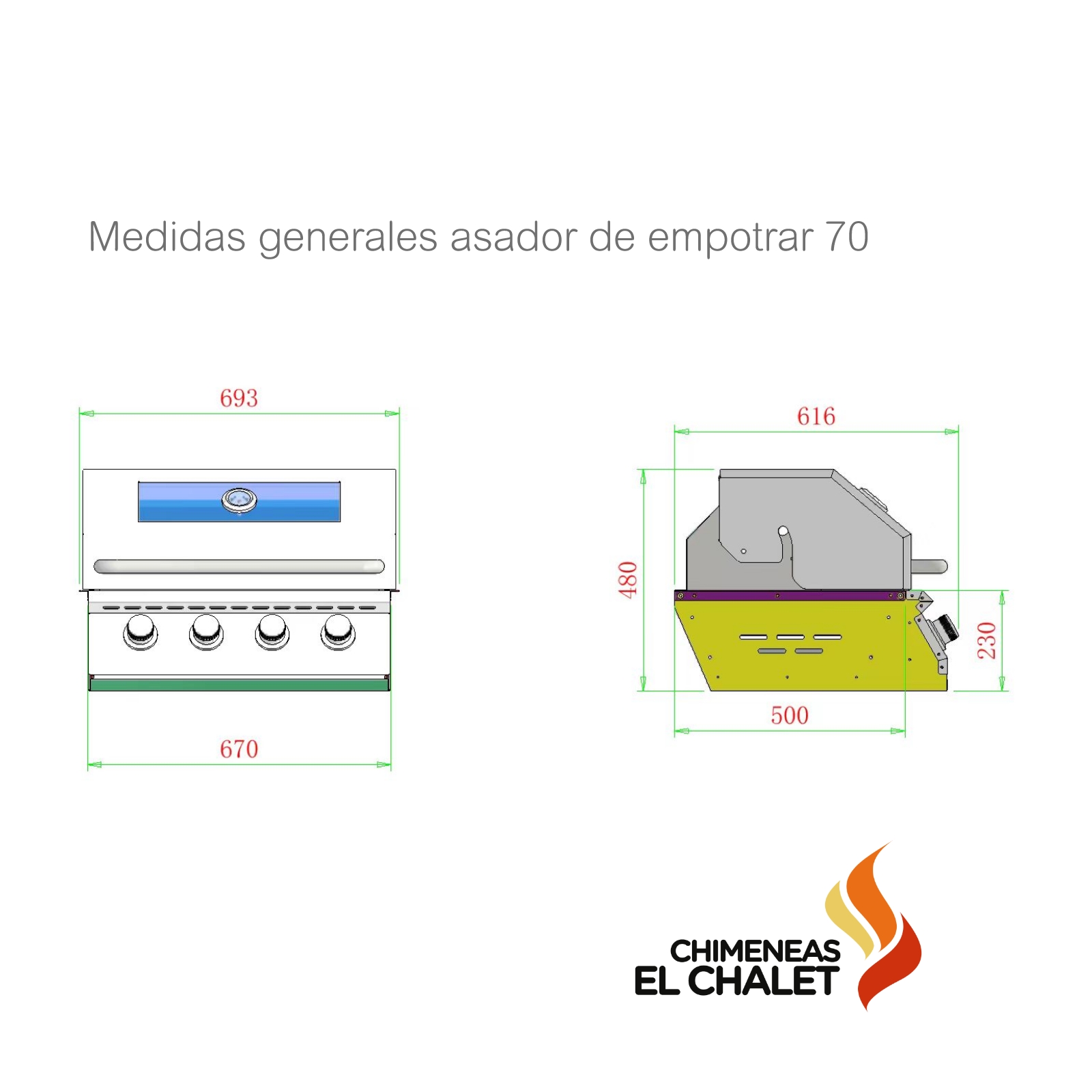 asador bbq de empotrar 70