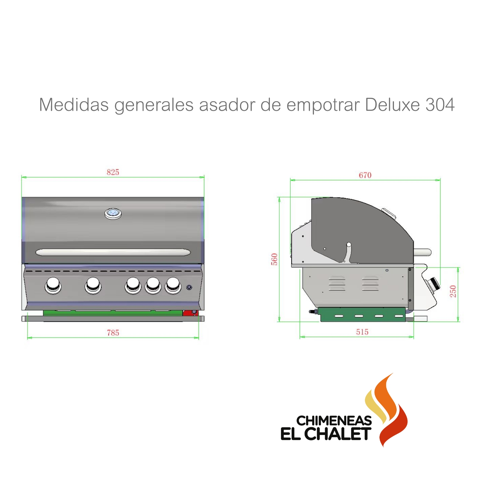asador bbq de empotrar deluxe 304