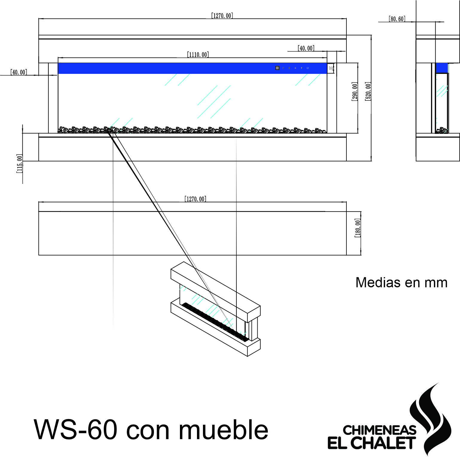 chimenea eléctrica ws60